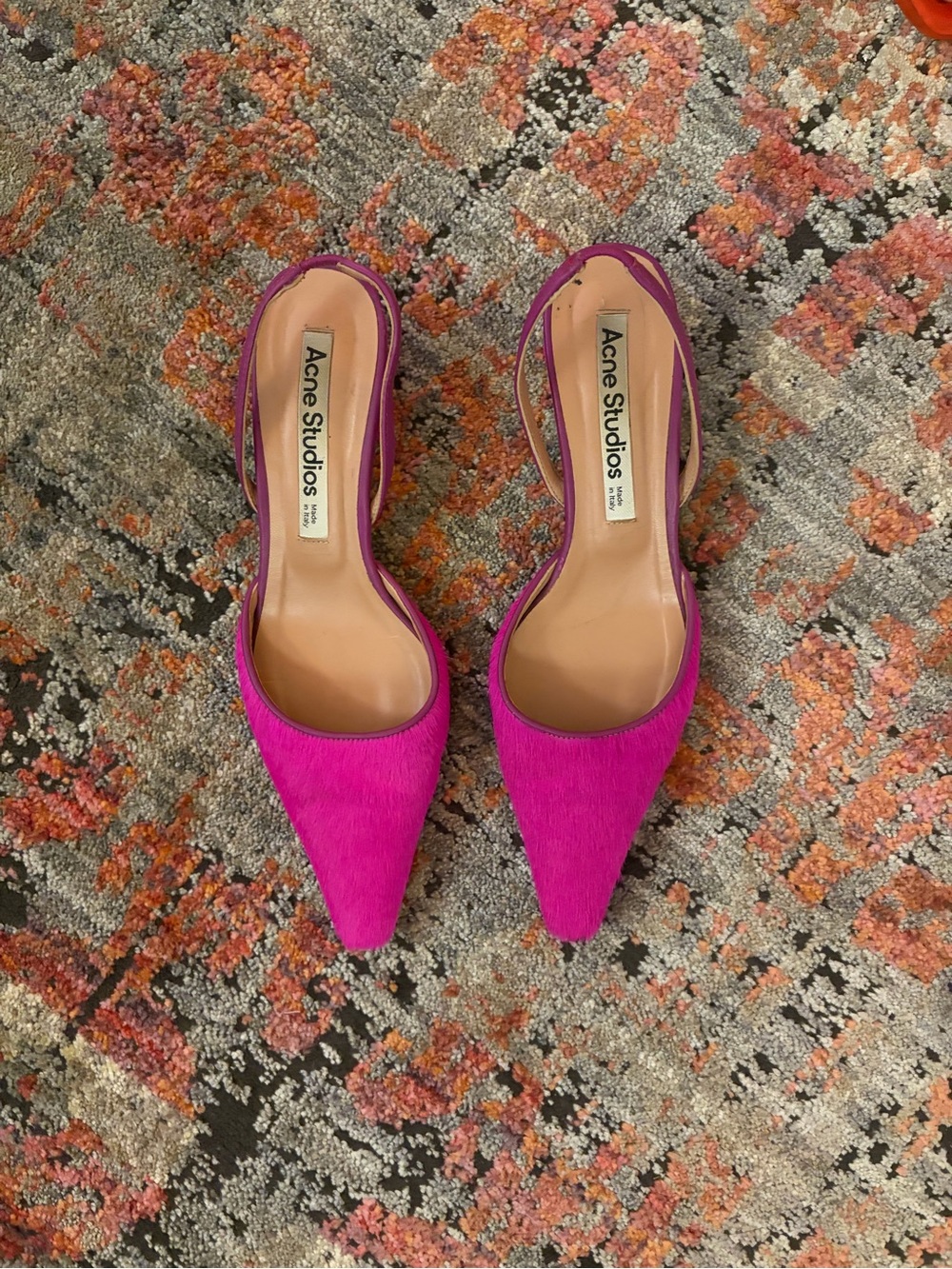 Acne Studios Hot Pink Pointed Slingback Pumps